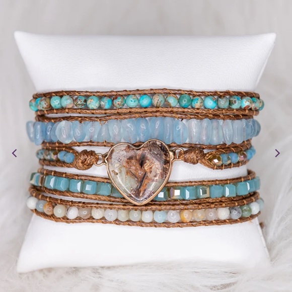 Boho Vegan Leather Heart Wrap Bracelet - Picture 1 of 4